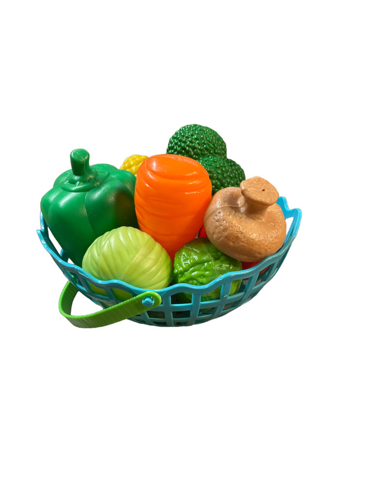 Playfood Market Basket of Fresh Vegetables, Light Plastic, Realistic GUC