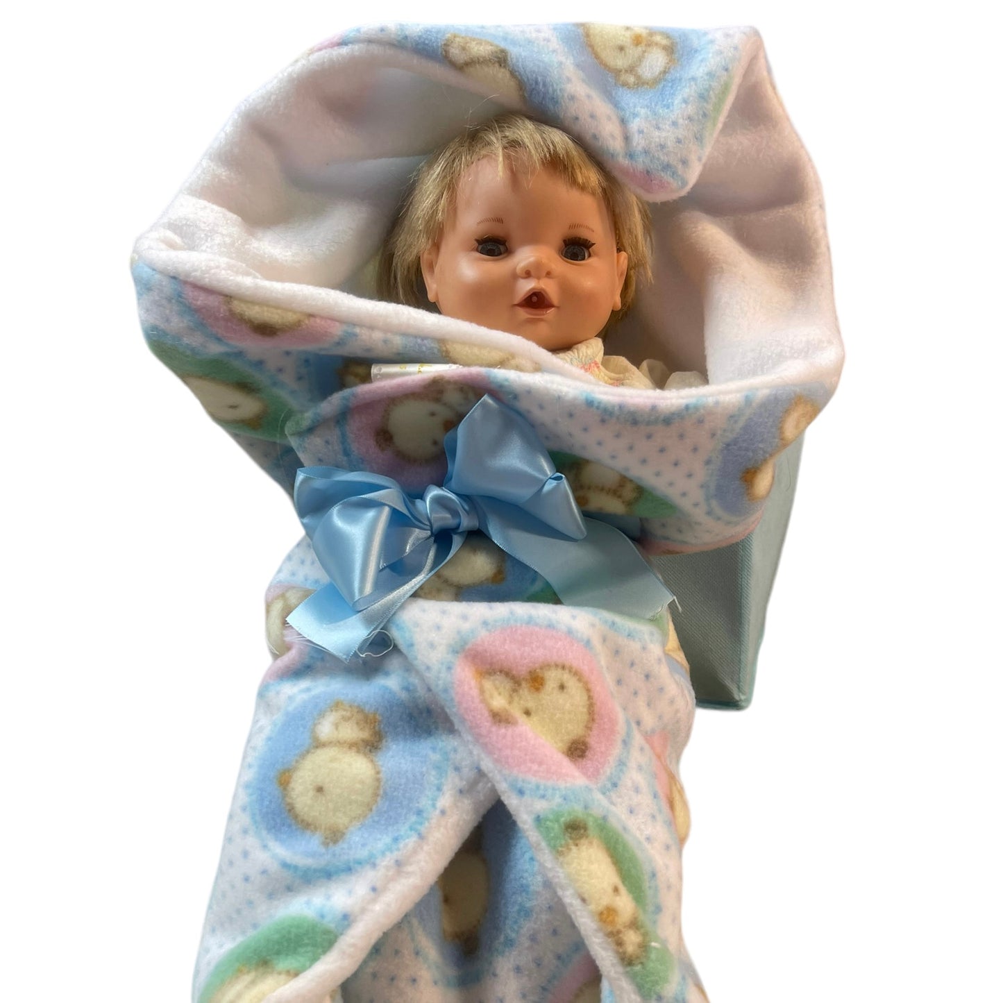 Irwin Crying Baby Doll,  Vintage 1990, Smocked Nightie & Soft Fleece Blanket- Working