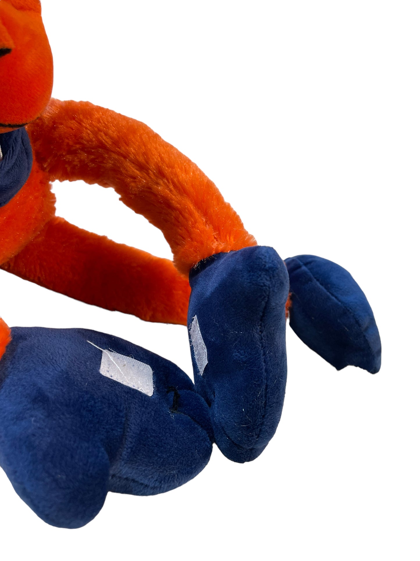 Oiler's Hanging Monkey 16" Orange & Blue with White Hair and Bandana, Velvet Accents