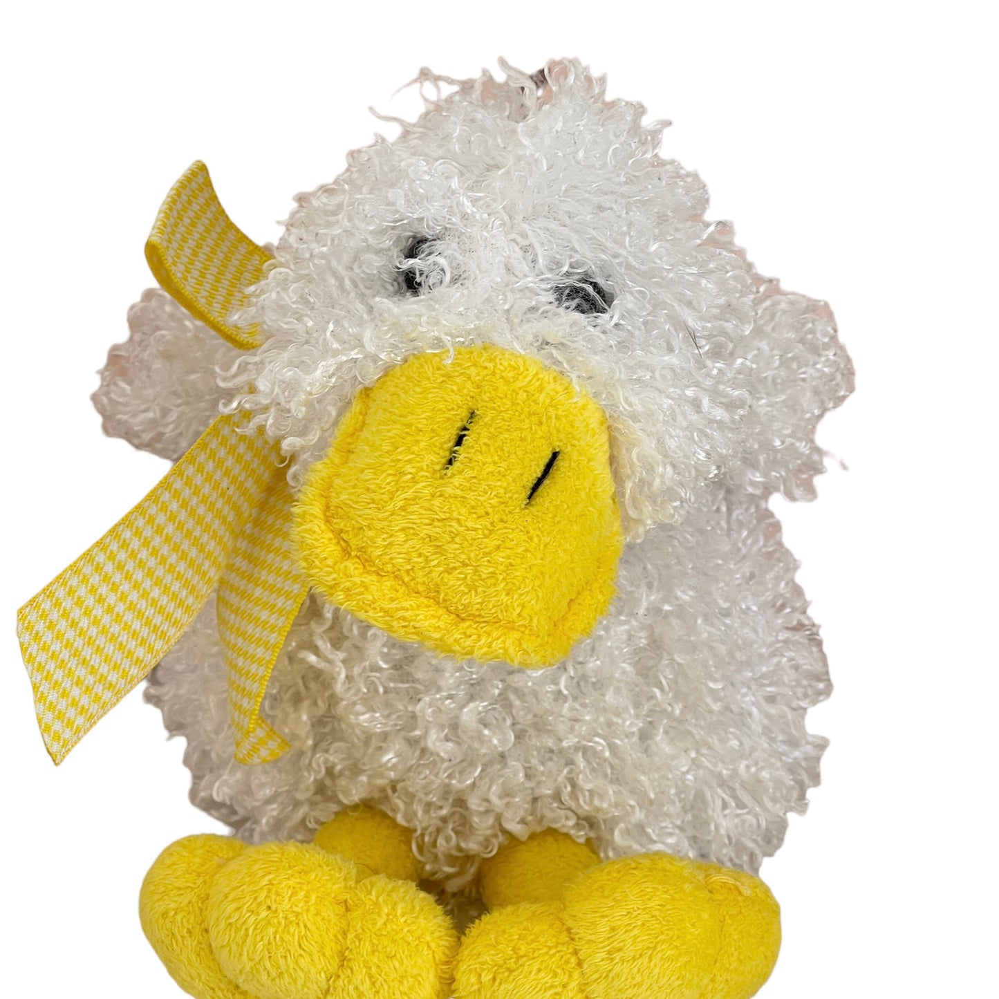 Animal Adventures White & Yellow Duck Plush 8", Big Gingham Bow GUC