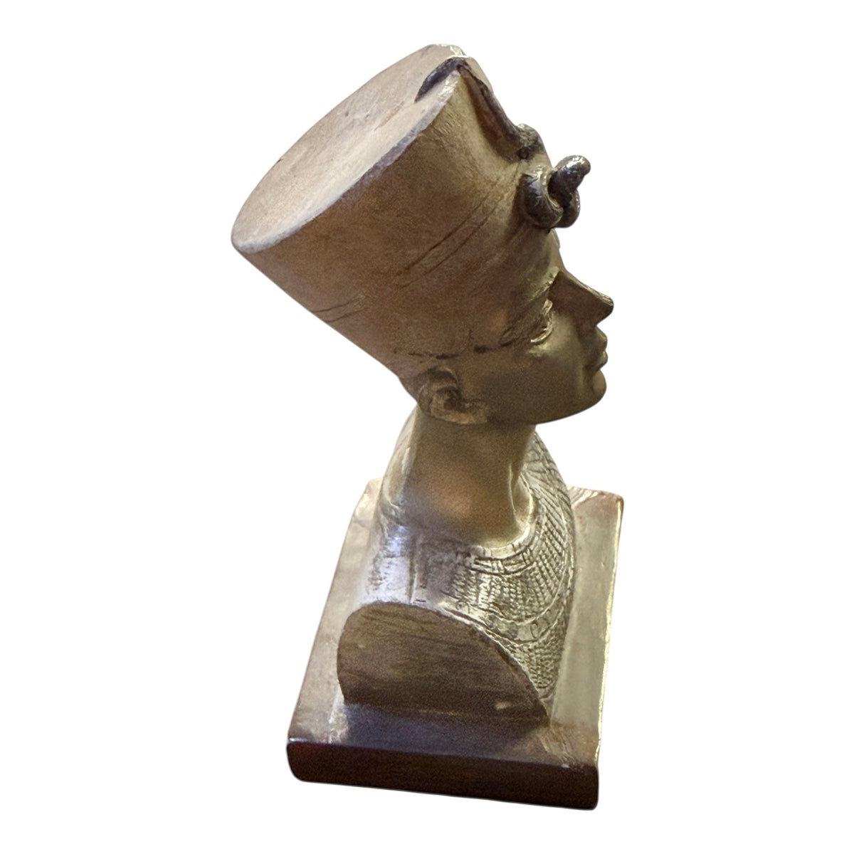 Beautiful Replica 4"  Bust of Ancient Egyptian Queen Nefertiti Silver Toned, Finely Detailed, Excellent Preowned Condition
