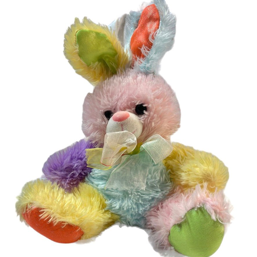 Pastel Colour Block 9" Shaggy Easter Bunny & 5" Green Dandee MTY International Bunny Plush