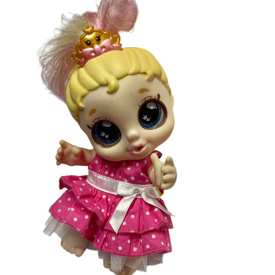 Kindi Kids Scented Sisters, 'Teenie Tiara', 6.5" Doll with Pink & Yellow Sparkly Hair, Blows Scented Kisses!