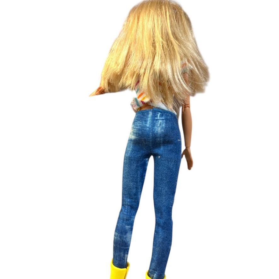 Barbie Fashionista, Made to Move Doll, in Faded Jeans, Striped Tee & Yellow Boots! In EUC