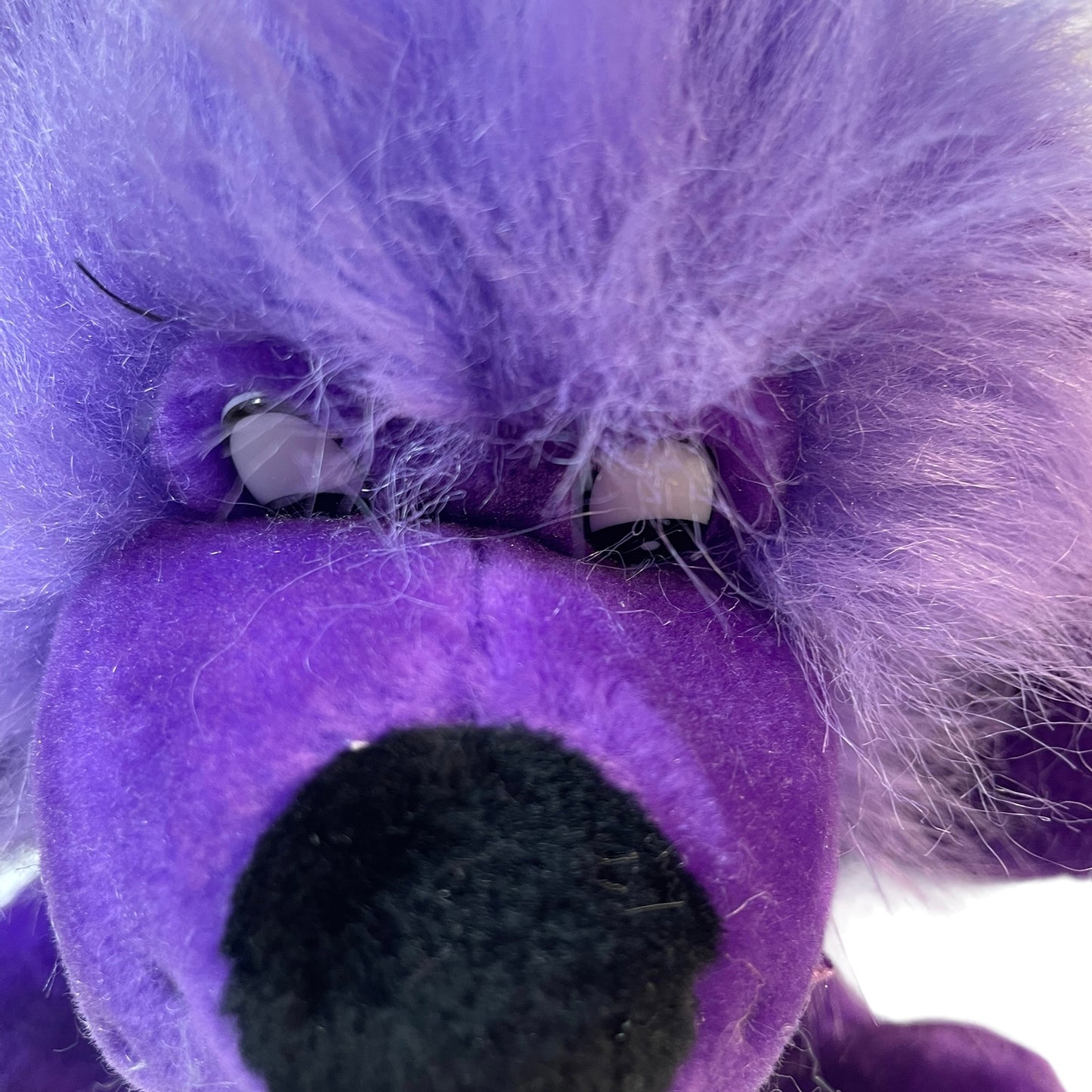 Sweet Purple Plush Stuffed Animal Lion, Black Nose& Freckles, Satin Bow EUC