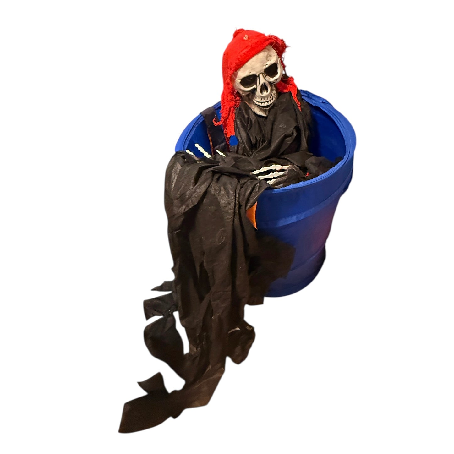 Grim Reaper Skeleton Hanging Indoor/Outdoor Halloween Decor, Black & Red Tatters