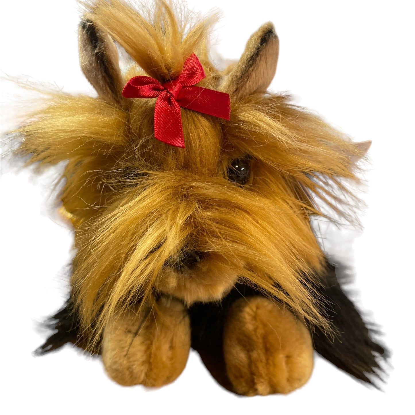 Realistic Aurora Miyoni Stuffed Yorkshire Terrier 9" Plush Preowned with Collar Crystal & Tags EUC