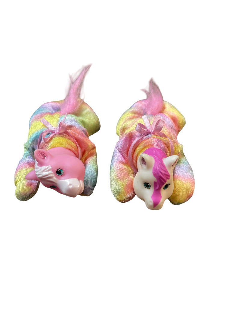 Unicorn Surprise Lot of 2 Replacement Babies, Sweet Tie Dye, Bows and Shiny Coats, Ears & Eyes.