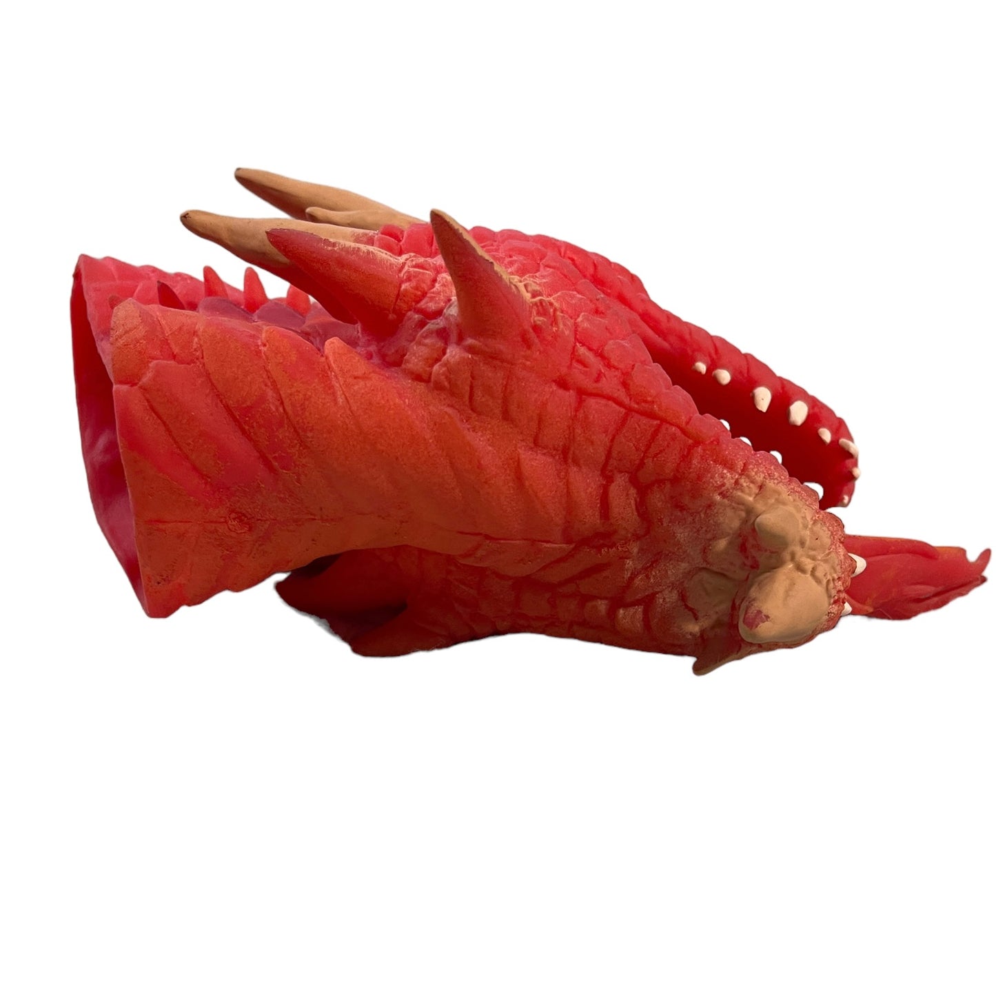 Schylling Fire-Breathing RED Dragon, Soft Stretchy Rubber Hand Puppet 6" Yellow Eyes