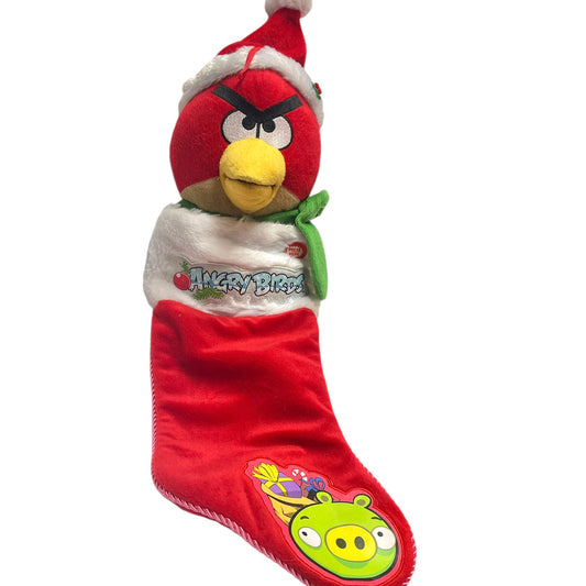 Plush Angry Bird in Santa Hat  Squawking Christmas Stocking 21" from in EUC So Fun!