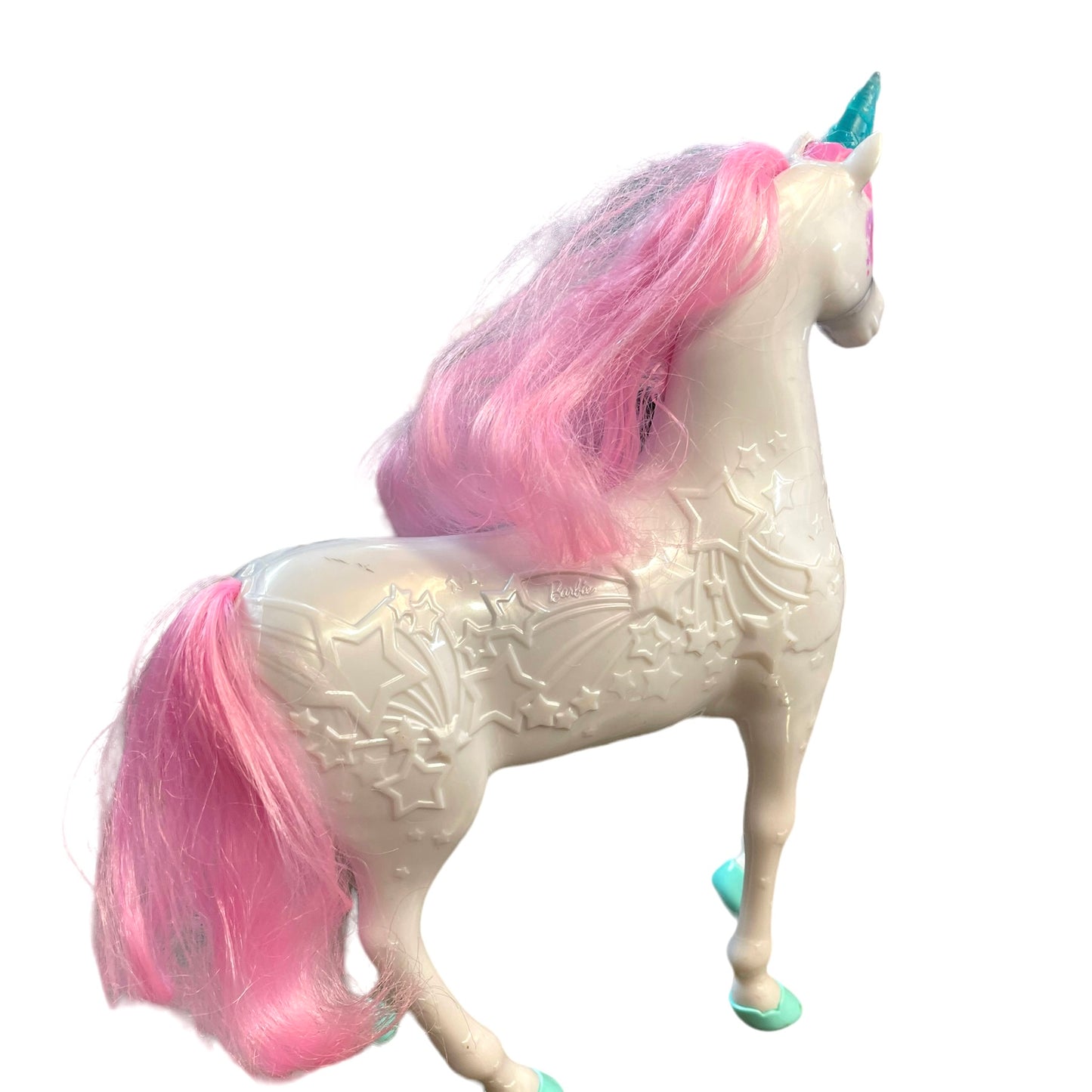 Barbie 10" Toy Horse with Pink Streaked Mane and Blue Eyes. GUC