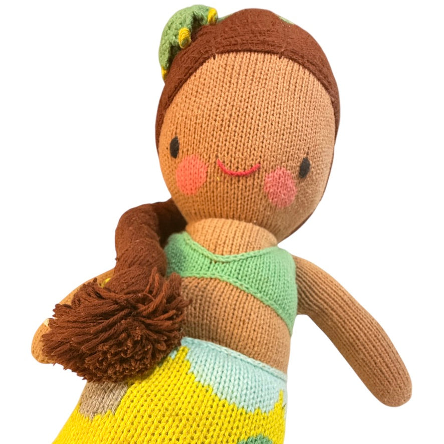 Cuddle & Kind  Preowned 24" Latino Mermaid, Polka Dots, Turtle Headband  Handmade in Peru