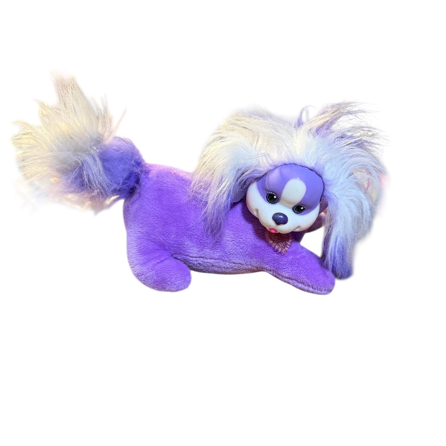 Purple Puppy Surprise with Pink Sparkly Heart Necklace and 1 Adorable Rainbow Baby, in GUC