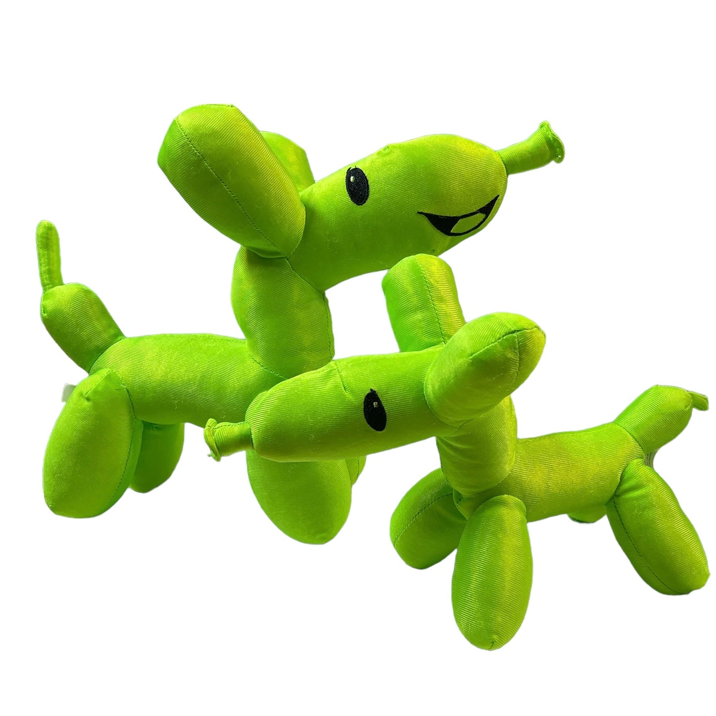 Balloon Animal Dogs, Lot  of 2 Nylon NANCO Neon Green Plush Toys in EUC