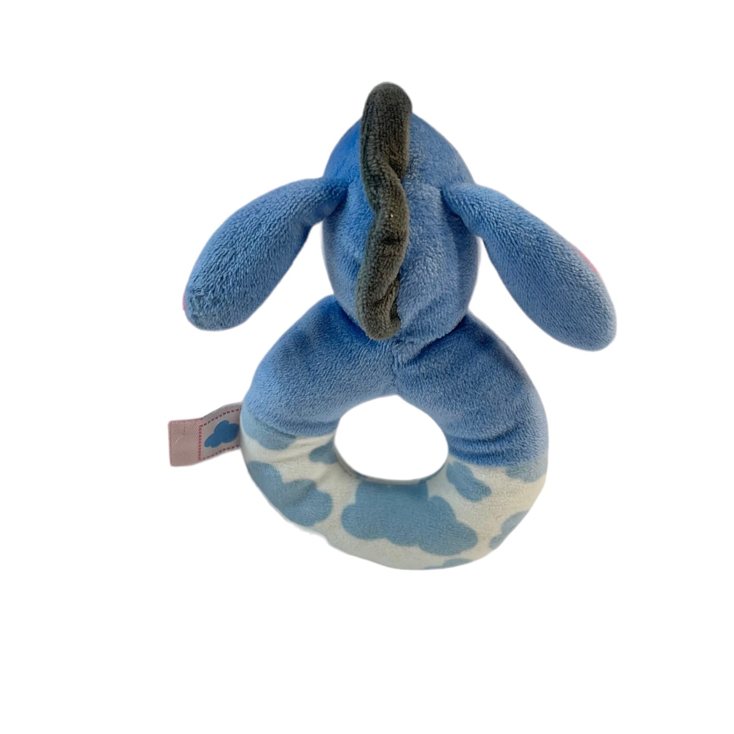 Disney Eeyore Plush Ring Rattle with Embroidered Face  Bright Pink Ears