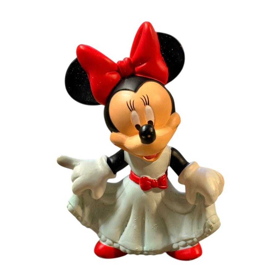 Mickey & Minnie Lot of 2, 4" Uncle Sam Mickey & 3.5" Minnie in Blue Dress & Red Bow in GUC