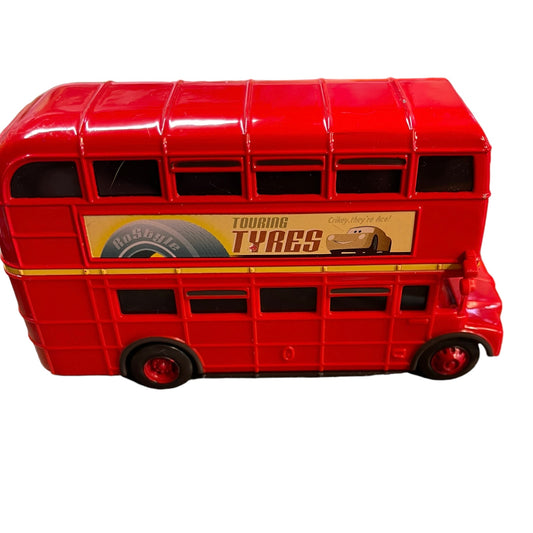 Red Disney Pixar Cars Double Decker Bus #91 Crosshead Touring Tyres