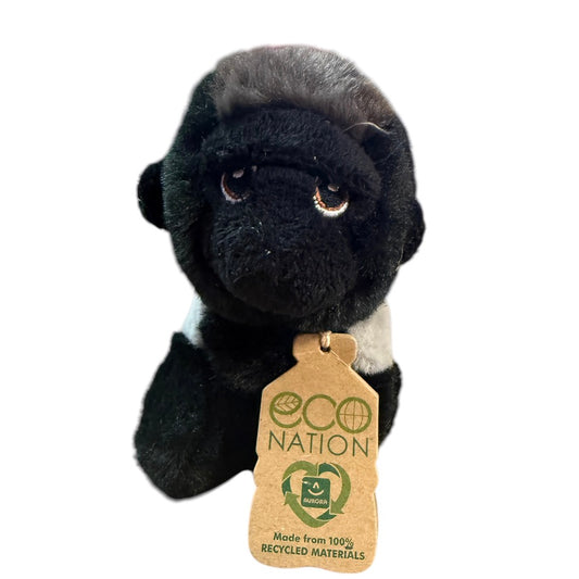 Aurora Mini Black Eco Nation 5"  Silverback Gorilla, with Fabric from Recycled Bottles