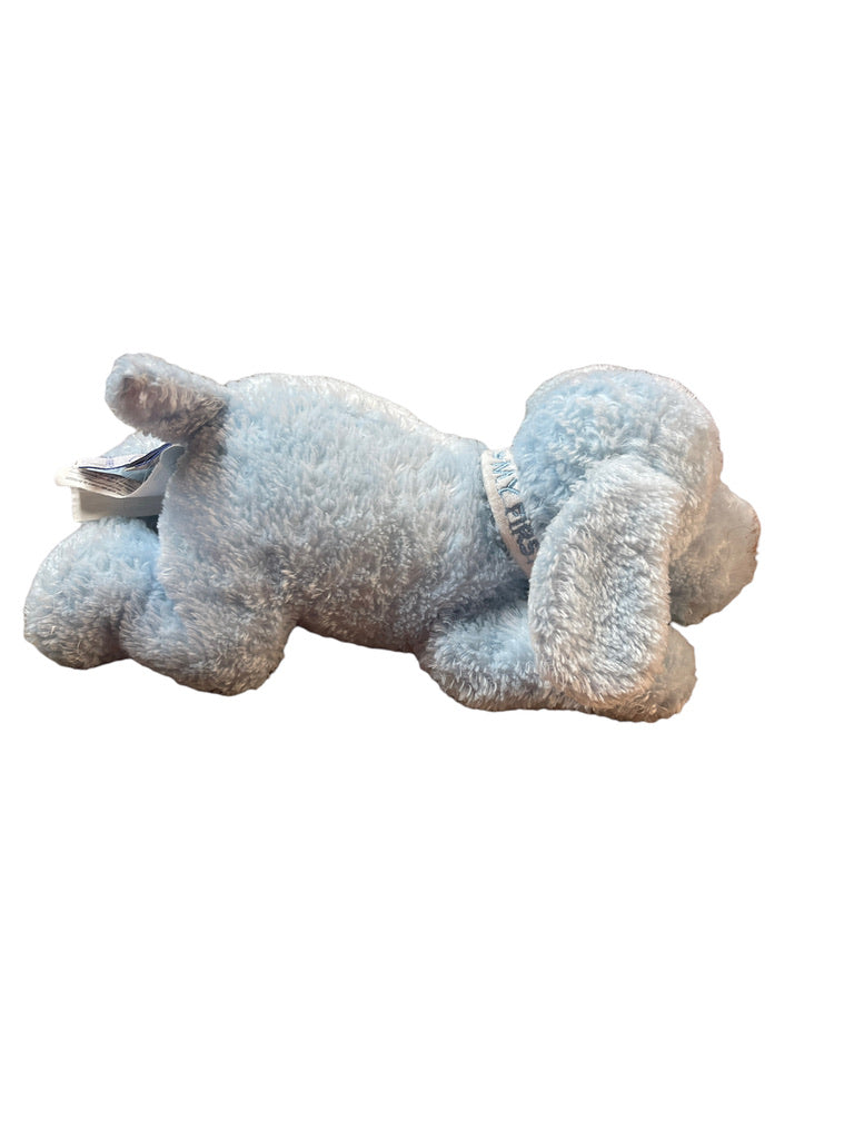 Baby Gund My First Puppy 5765  8" Laying Down Blue Dog with White Embroidered Collar Stuffed Toy