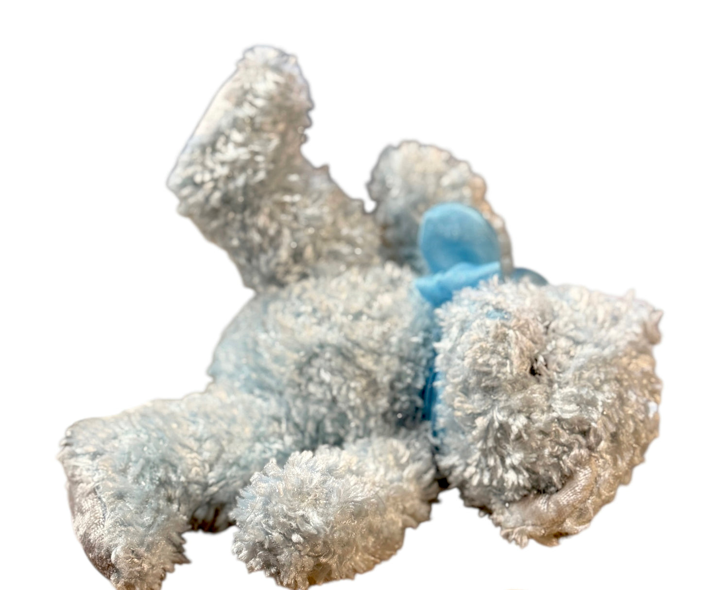 Russ Berrie Light Blue Sparkly Teddy Bear, 'Bubbles' a 5" Plush with Satin Feet  & Chiffon Bow