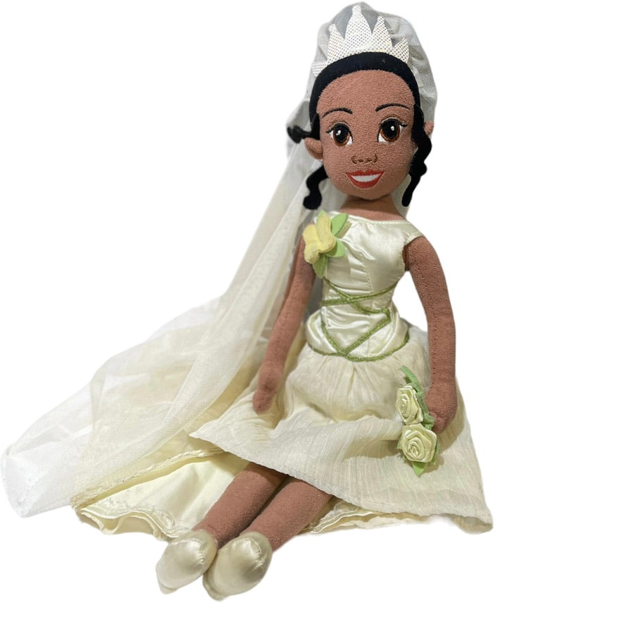 Disney Princess Tiana, The Princess and the Frog 20" Stuffed Plush Bride Doll. EUC