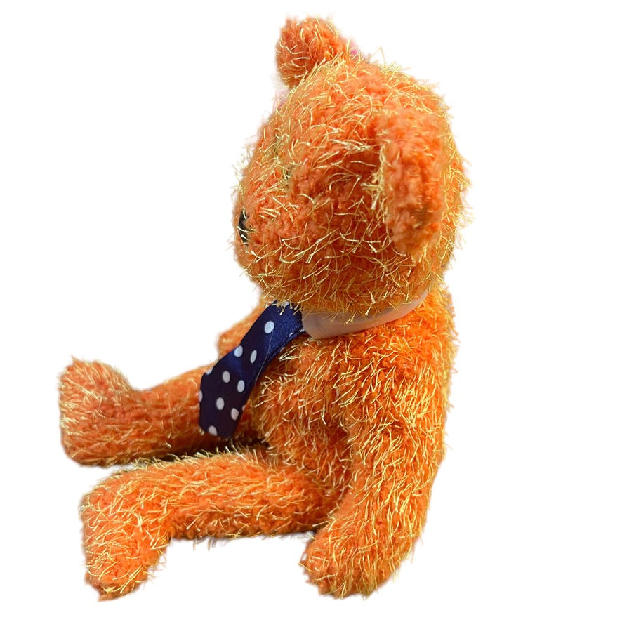 Ty, 'Pappa', Retired Orange Frosted Beanie Baby, White Collar Long Polka Dot Tie