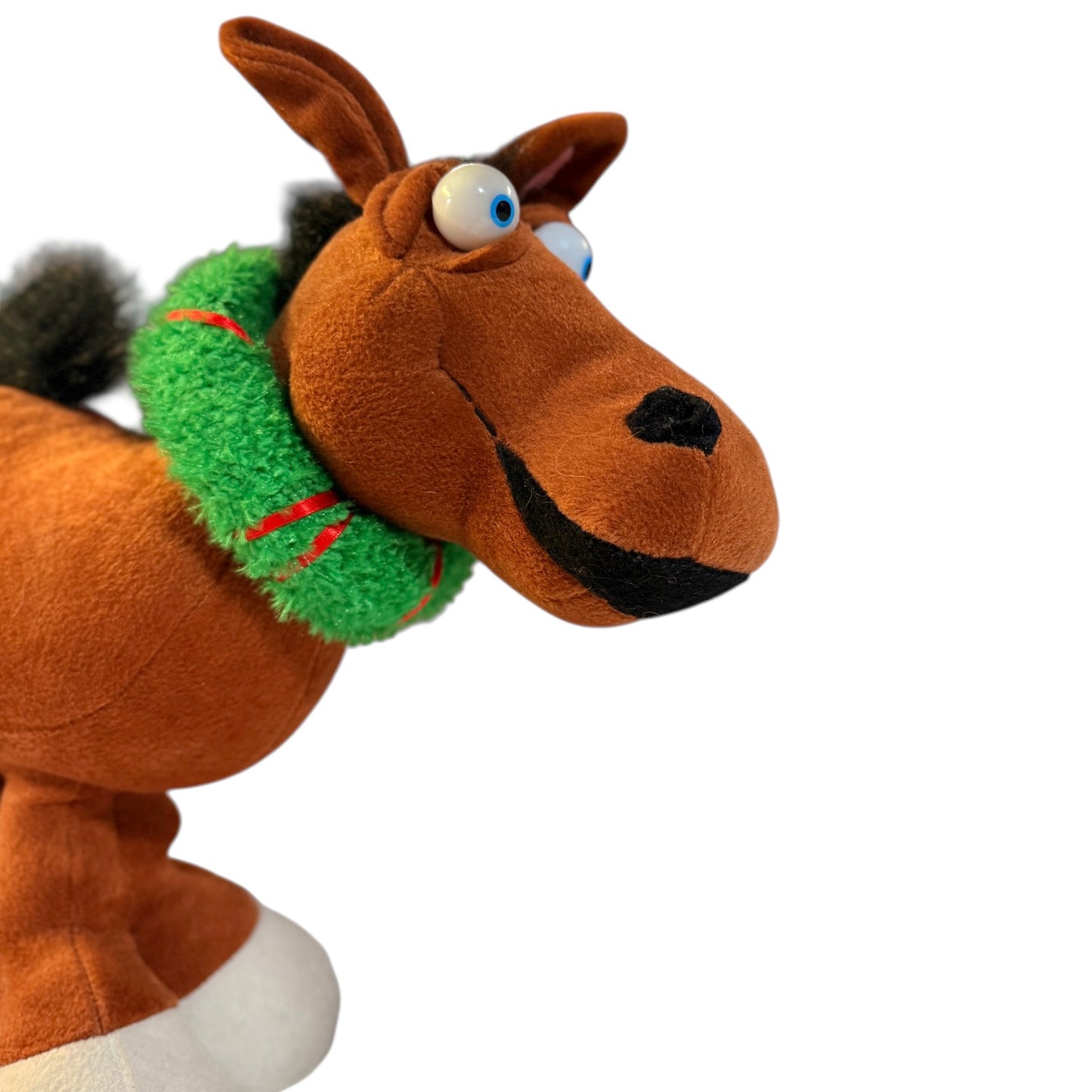 Beverly Hills Teddy Bear Co. Big Eyed Horse Plush with Musical Christmas Wreath with Lights