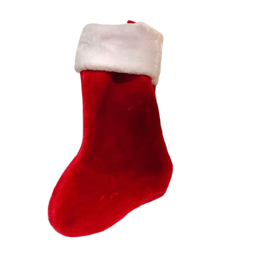 Luxurious Classic Red Plush Christmas Stocking, 18" Long, 10" Foot in GUC