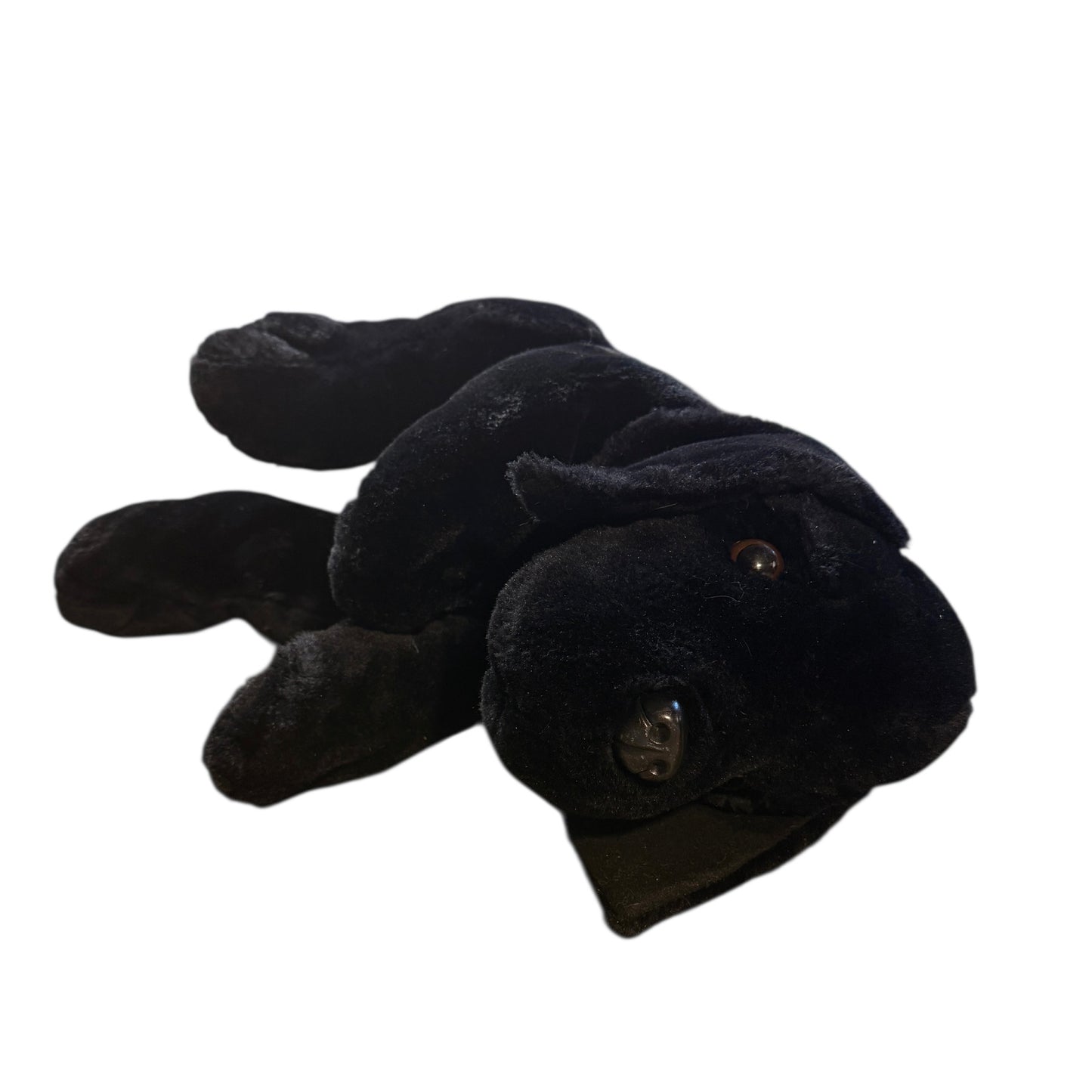 22" Labrador Retriever Plush Stuffed Animal Toy, Sleek Black Coat, Shiny Glass Eyes, EUC