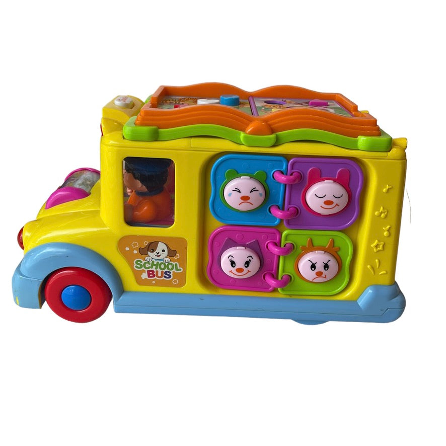 Huile/Hola Toys Baby Bump& Go  School Bus Toy with Lights, Sounds and Music