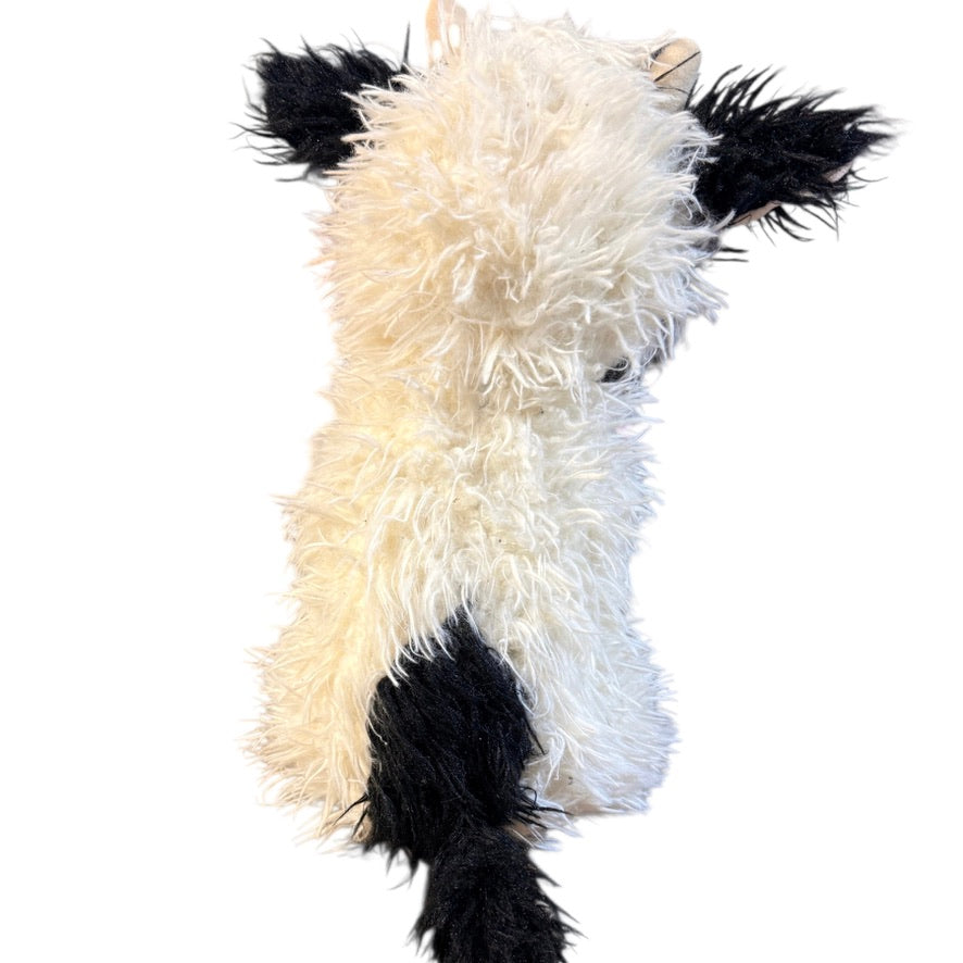 Highland Cow, Shaggy Black & White 15" Stuffed Animal Plush, Stitched Features, Bead Eyes