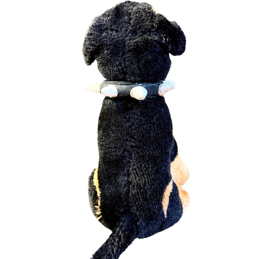Rottweiler Realistic Plush, 10", Spiked' Collar, Classic Rottie Colours, Sweet Face in GUC