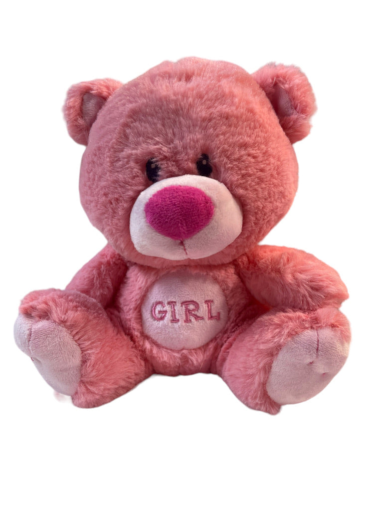 Ultra Soft PINK Fiesta Chunky Teddy Bear Toy Stuffed Animal 'Girl' on Belly