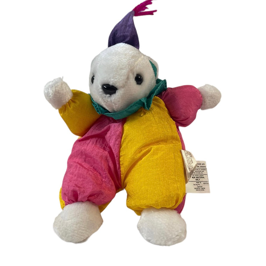 Jolly Jumper Plush & Nylon 1993 Jewel Toned Puffy Pal  Clown Bear 8" in GUC