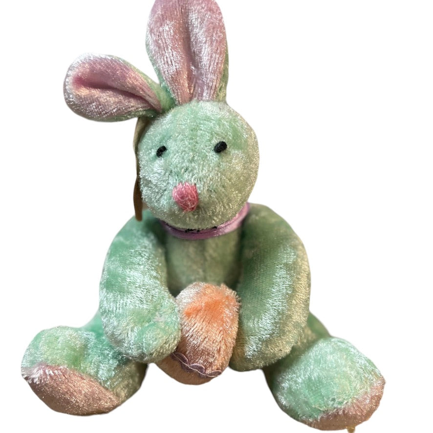 Pastel Colour Block 9" Shaggy Easter Bunny & 5" Green Dandee MTY International Bunny Plush