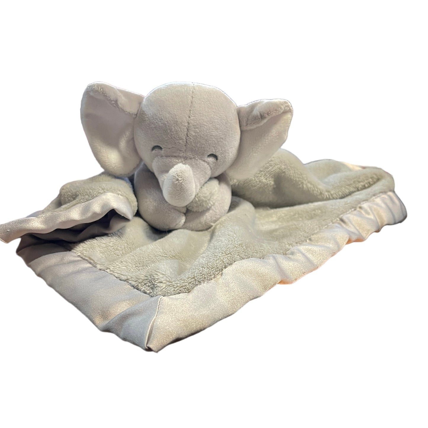 Carter's Grey Elephant Lovey Security Blanket , Minky with Satin Backing and Trim  Preowned