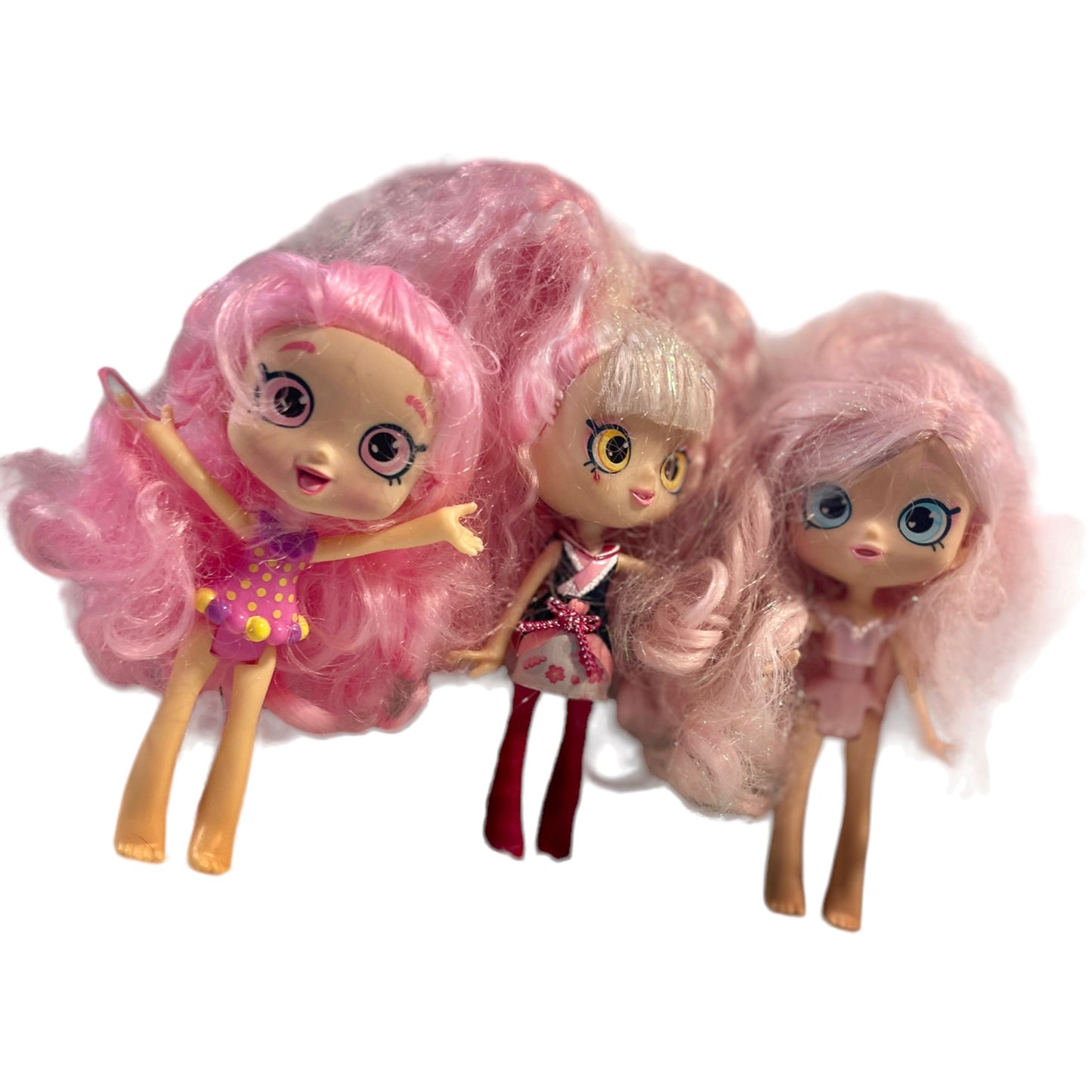 Shopkin's Mixed Lot of 3 Dolls including Sara Sushi Vacation Doll & Series 1 Bubbleisha in Good Preowned Condition