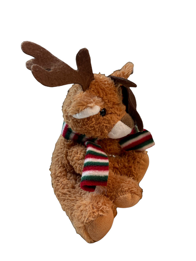 Hug Fun Cuddly 8" Plush Reindeer with Striped Scarf & Felt Antlers