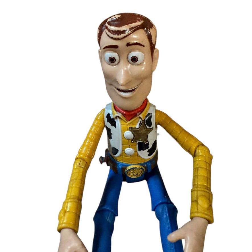 Disney Pixar Woody, 9" Animated Character from Toy Story, Some Paint Loss on Hair, He Talks! in GUC