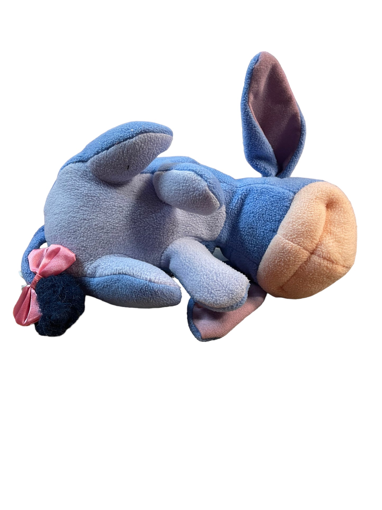 Mattel, Fisher Price, Disney Babys' First Eeyore Rattle Blue with Pink Satin Bow GUC