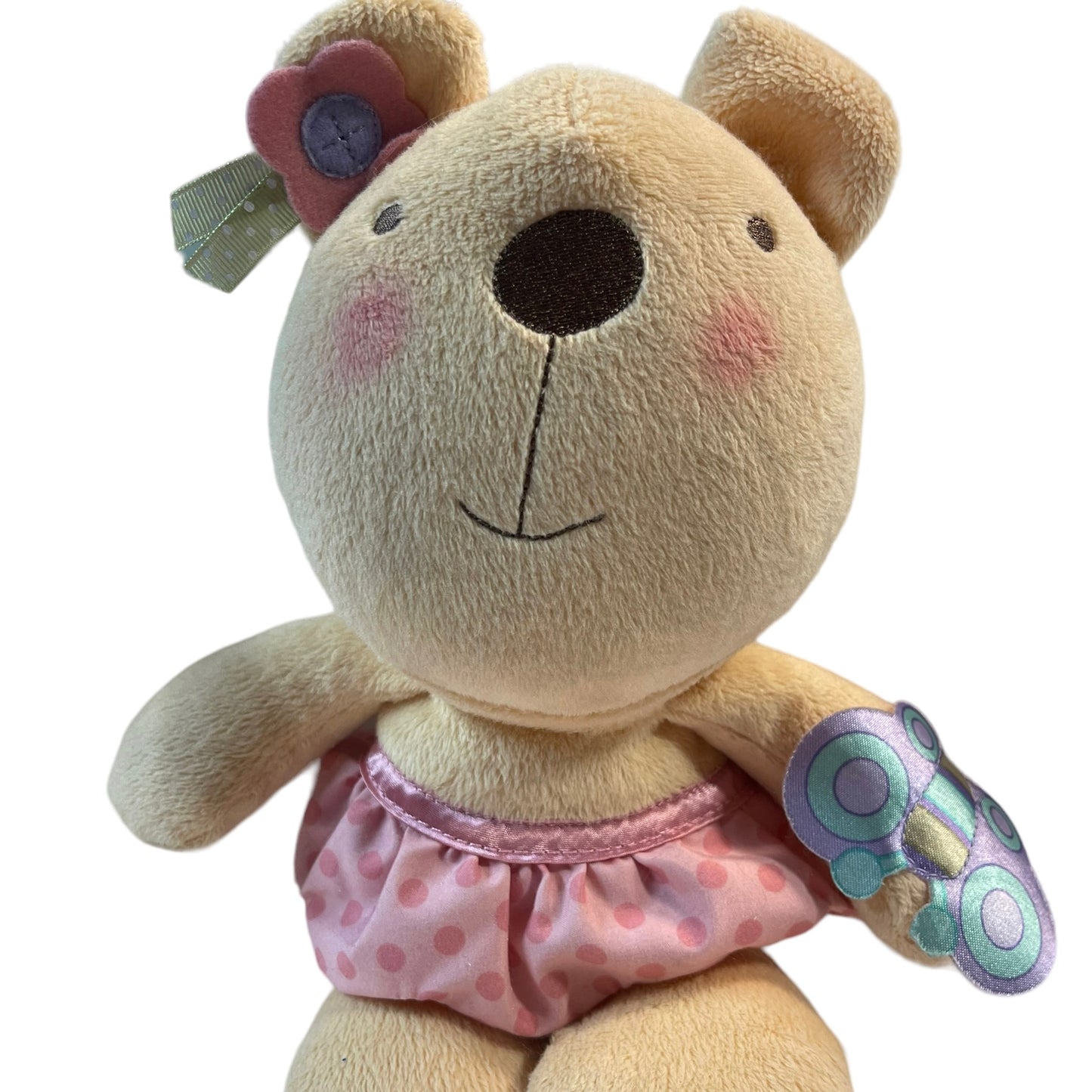 Fisher Price Ballerina Bear, 10" Plush Doll with Chime Rattle and Polka Dot Tutu, So Sweet!