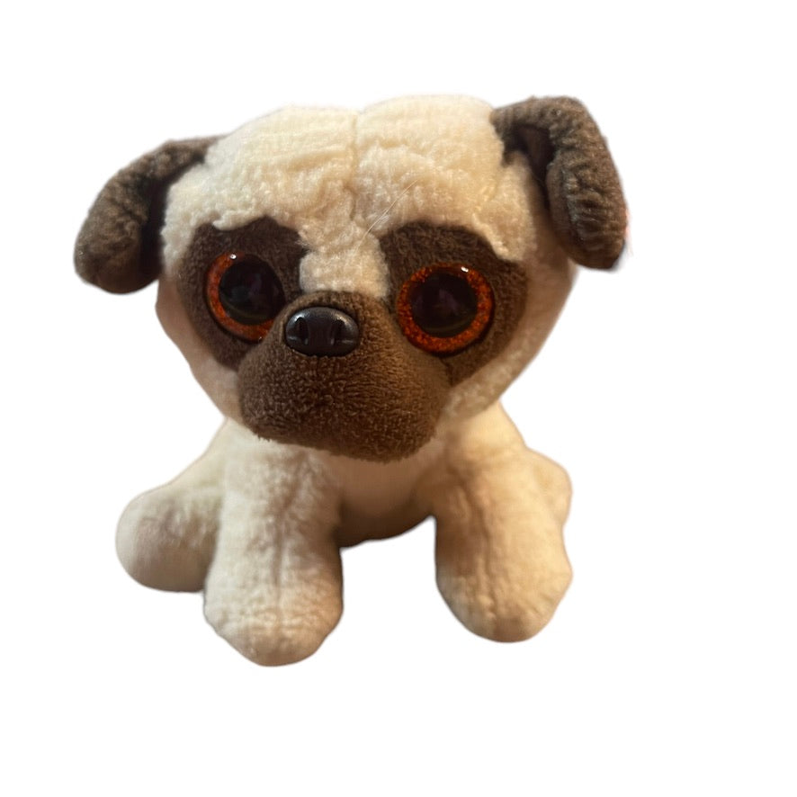 Ty 6" 'Rufus', Original Beanie Boo Stuffed Animal Pug Dog Plush GUC with Tag