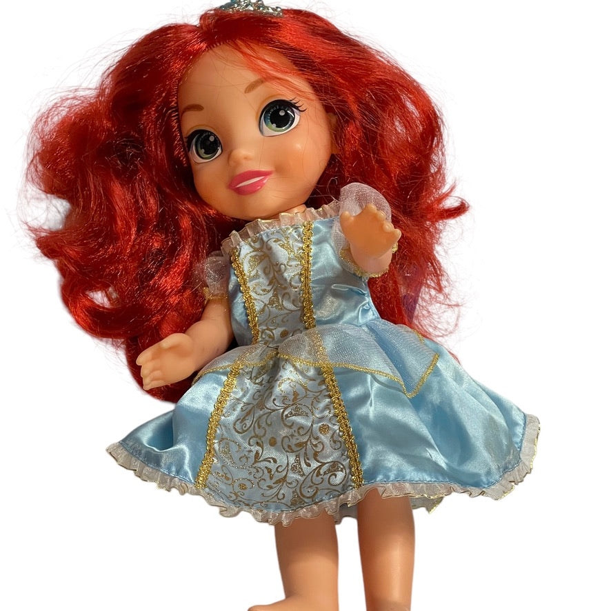 Disney Jakks Pacific Princess Ariel Toddler Doll with Luxurious Red Hair, Tiara, Blue & Gold Dress