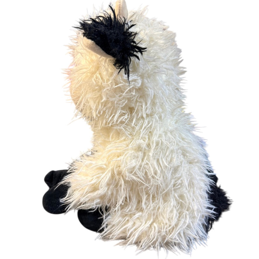 Highland Cow, Shaggy Black & White 15" Stuffed Animal Plush, Stitched Features, Bead Eyes