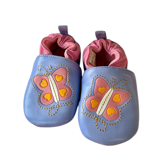 'Winnie' by George Lavender & Pink Faux Leather Butterfly Slippers Children's Size 2 in EUC