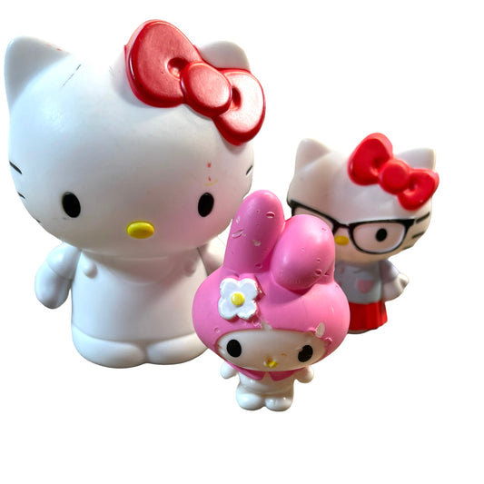 Hello Kitty Sanrio Toy Figurines Lot of 3 Preowned