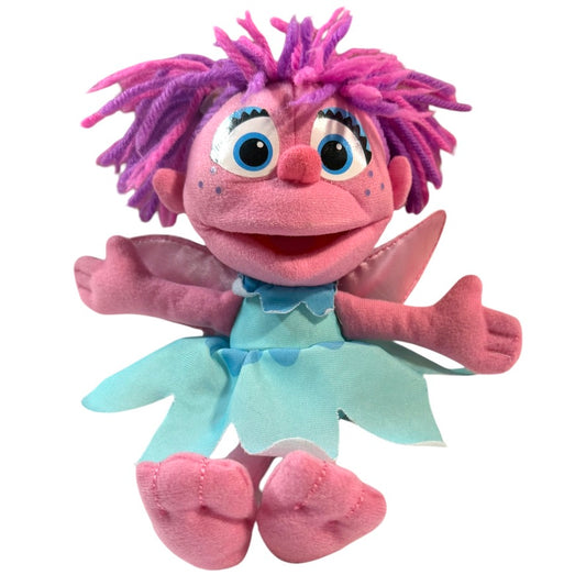 Sesame Street Abby Cadabby Plush 8" Fairy Doll,Pink Body, Wings & Aqua Dress, Pink/Purple Yarn Hair