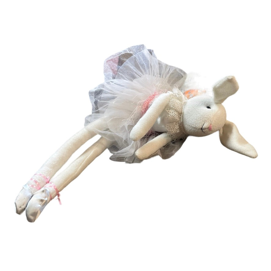 Lovely 24"  Shelf Seater White Rabbit with Lacy Collar, Pretty TuTu & Long Legs