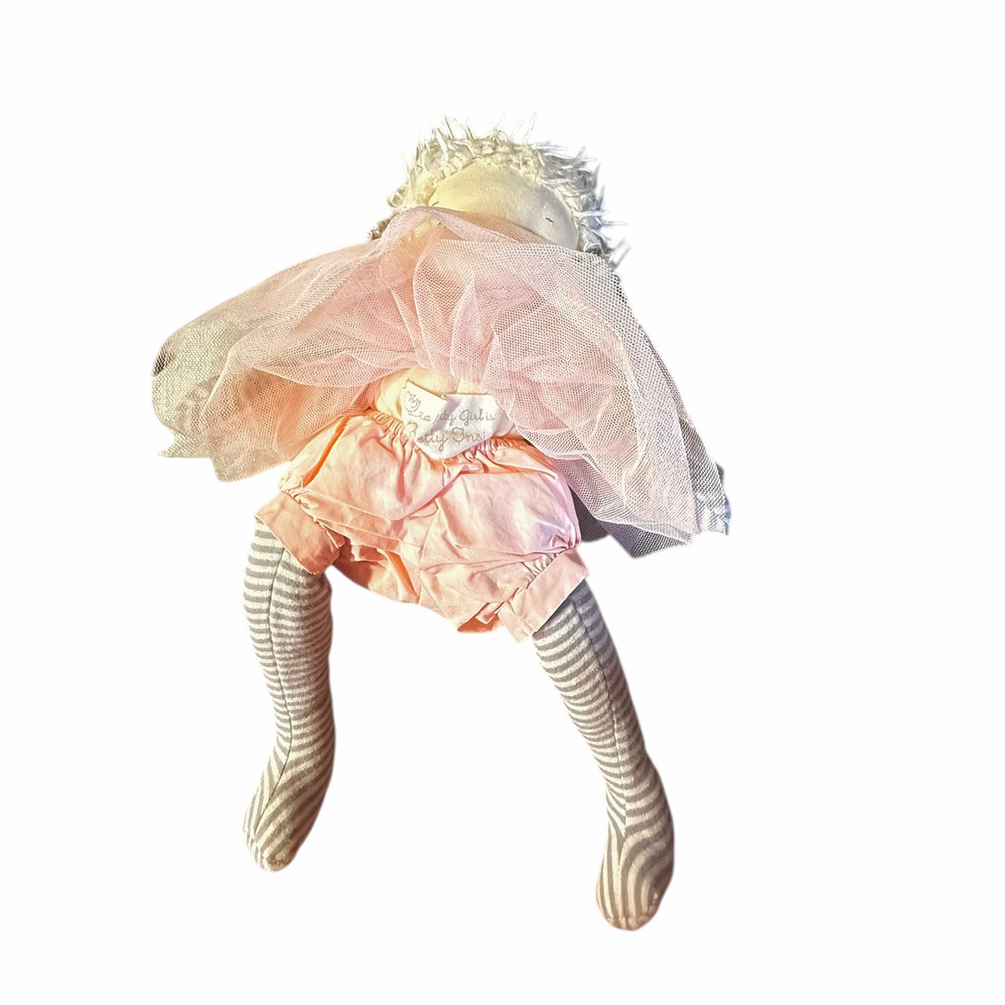 Bunnies by the Bay Elsie Doll 13" Plush in a Blush Tulle Dress, Striped Top & Leggings GUC