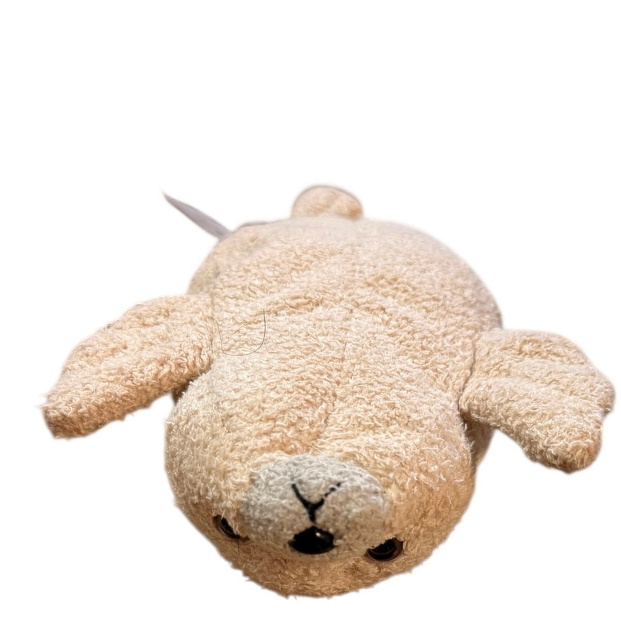 Russ Berrie Luv Pets, SPUD, 6" Cream & Grey Chamois Soft Plush Bean Bag Toy, Rare, Frayed Tag